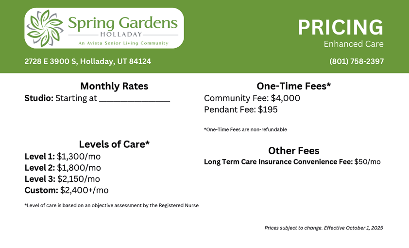 Pricing Insert (Blank)
